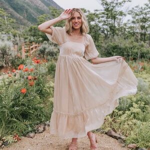 One Loved Babe Elegant Chanpagne Maxi Dress
